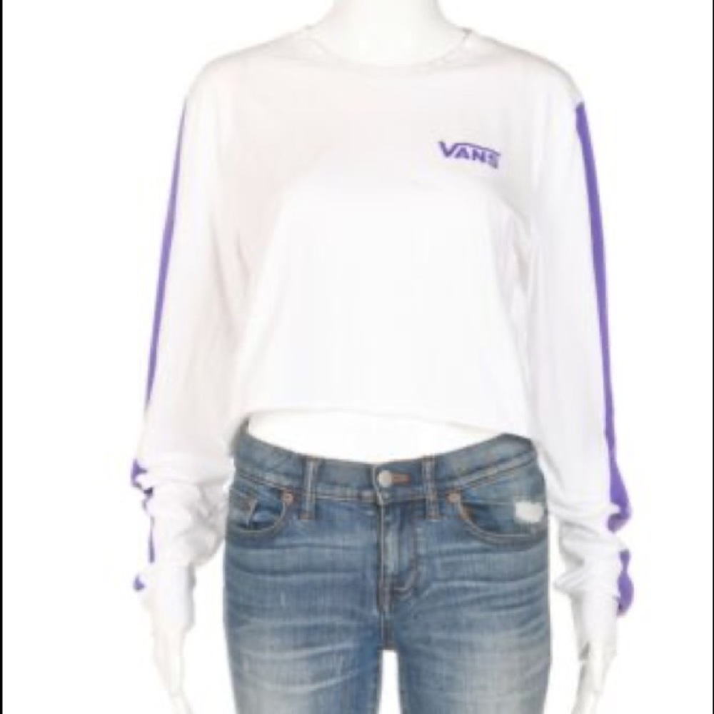 Vans Pink/White/Purple Long Sleeve Crop Top